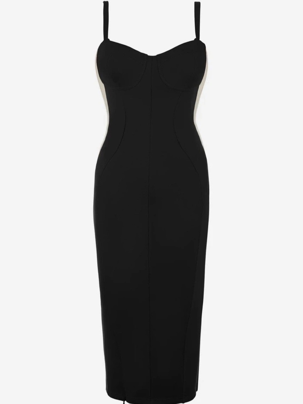 Seamed Lushy Midi Dress - contour XS, black & oat